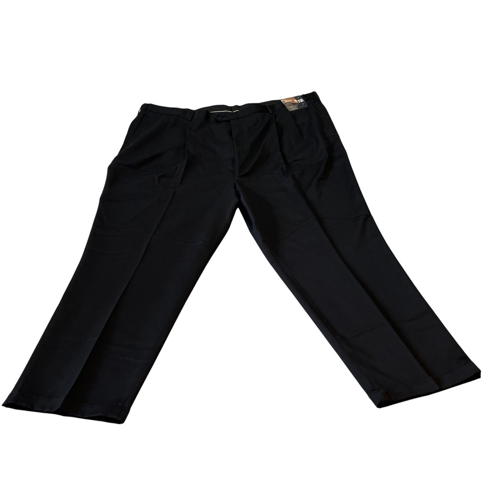 Oak Creek Big and Tall Mens‎ Dress Pants 50x30 Black Microfiber Expandable Waist